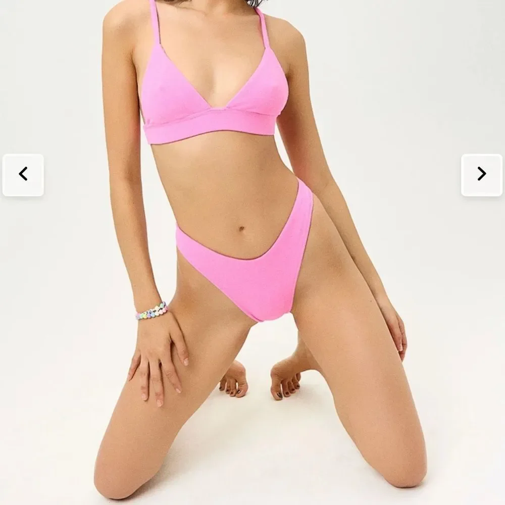 Frankie’s Bikinis Blushing Pink ENZO Terry Cheeky Bikini Bottom